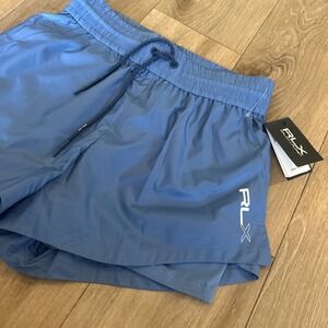 RALPH LAUREN RLX Size M Women's Shorts Blue Runner Double Layer Performance NEW‎